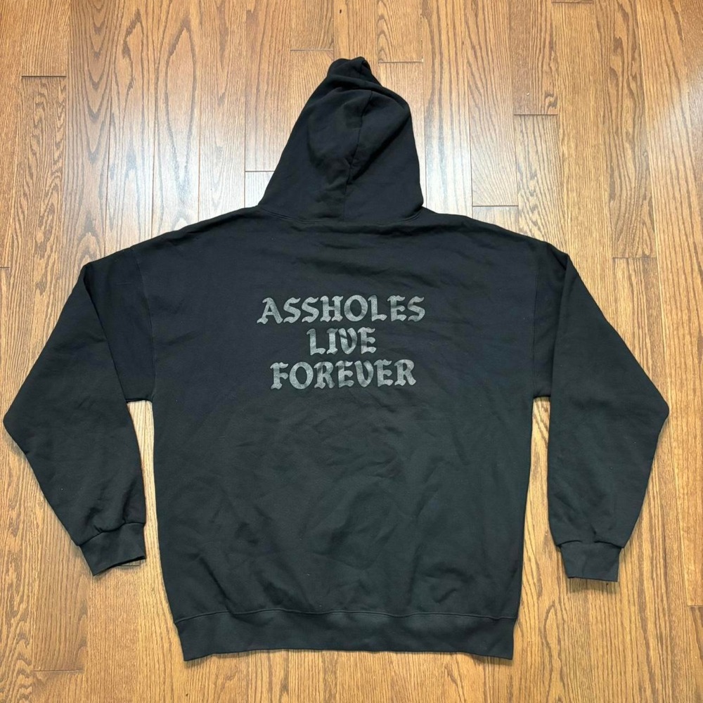 Ash0les Assh*les live forever hoodie black streetwear sweatshirt graphic 2XL
